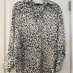 Zara Women's Monochrome Animal Print Blouse